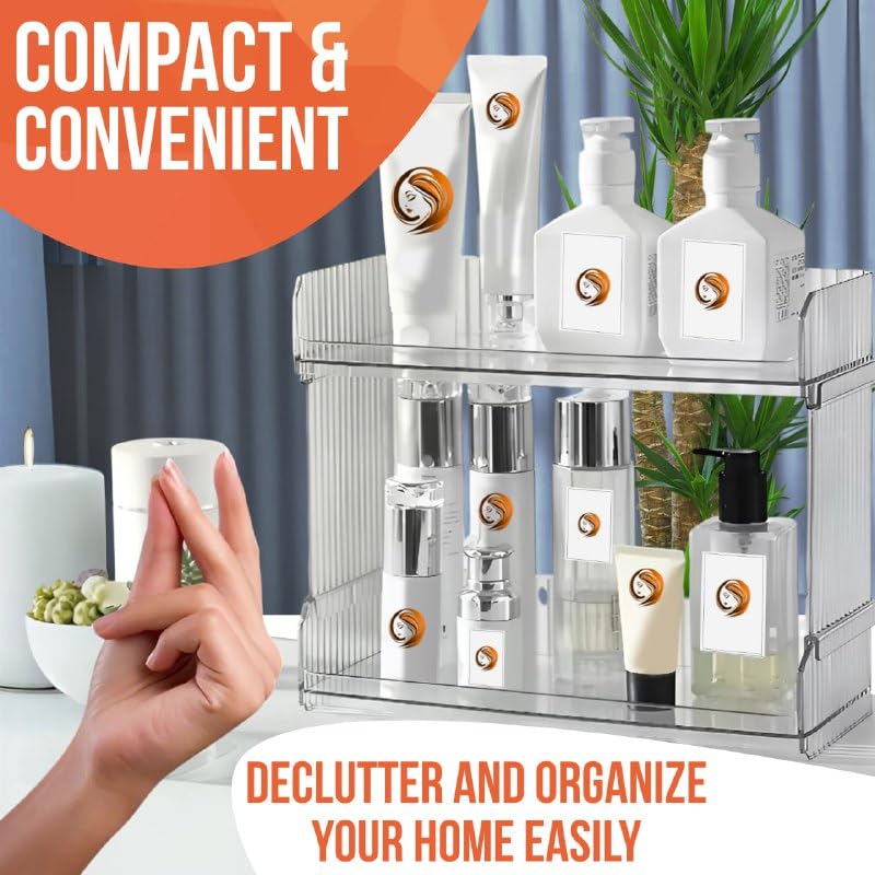 Skywin Stackable Plastic Storage Bins Open Front, 2-Tier - Clear