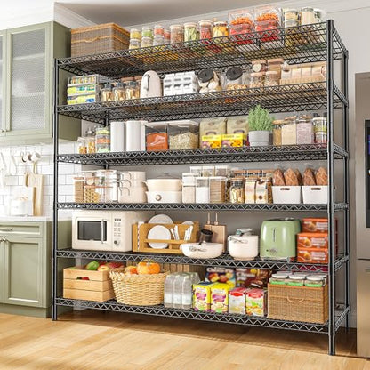 REIBII 6-Tier Heavy Duty Wire Shelving Unit, 3840LBS Storage Shelf Rack - size: 83"H x 55.5"W x 18"D