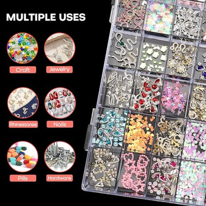 Noverlife 36 Grids Clear Plastic Organizer Box, Bead Storage Organizer Box - size: 36 Grids - 1 Pack