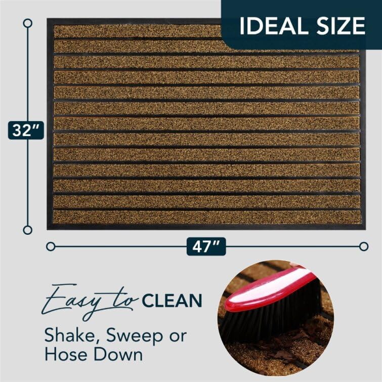 ubdyo Extra Durable Door Mat Outside Entrance (47" x 32", Bright Brown) - color: Bright Brown, size: 47" x 32" (Rectangular)