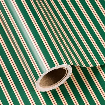 WRAPAHOLIC Christmas Wrapping Paper - Mini Roll - 17 Inch x 16.5 Feet - Elegant Red and Green Stripe Wrapping Paper for Christmas, Birthday, Wedding, Baby Shower - color: Stripes - Red & Green, size: 17 inch x 16.5 feet