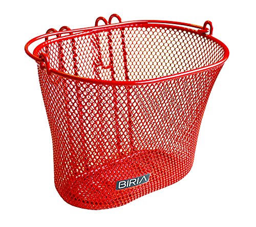 Basket with Hooks, Front, Removable, Wire mesh Small, Kids Bicycle Basket - color: Red