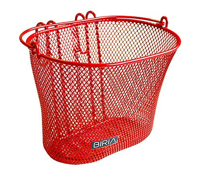 Basket with Hooks, Front, Removable, Wire mesh Small, Kids Bicycle Basket - color: Red