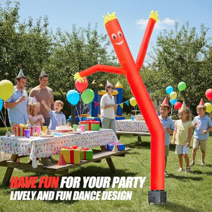 6ft Red Inflatable Waving Tube Man with Blower - color: Red