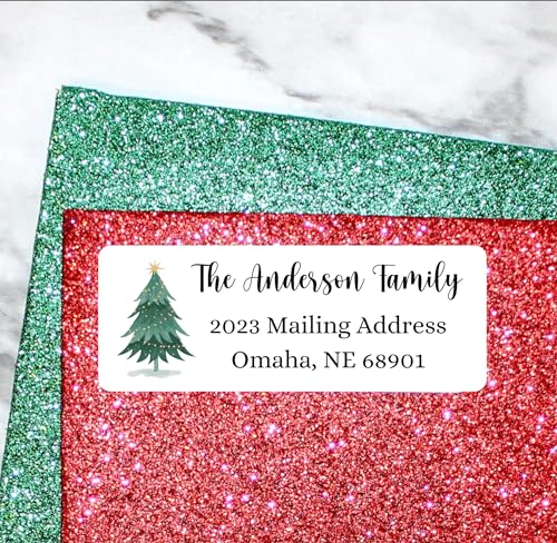 Sunshine Stickers Custom Christmas Return Address Labels-Personalized Holiday Return Address Labels, Set of 120 Self Adhesive Mailing Rectangle Personalized Name Stickers for Envelopes (Pattern 2) - style: Pattern 2