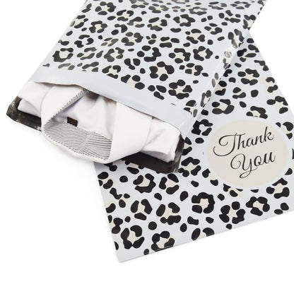 100x Poly Mailers 10x13 Inch Mailing Bags Colorful Thank You Designs with Self Seal Tear & Waterproof Shipping Envelopes for Packaging, Small Business & E-Commerce (Leopard Thank You) - color: Leopard Thank You