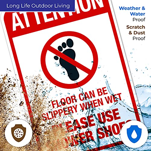 Floor Can Be Slippery When Wet Sign, - size: 12x18