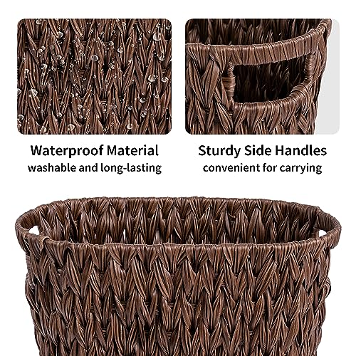 GRANNY SAYS Bedroom Trash Can, Wicker Waste Basket for Bathroom, Brown - color: Brown, size: Rectangular - 13"L x 7½"W x 12¼"H