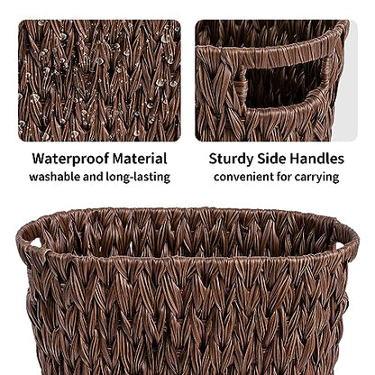 GRANNY SAYS Bedroom Trash Can, Wicker Waste Basket for Bathroom, Brown - color: Brown, size: Rectangular - 13"L x 7½"W x 12¼"H