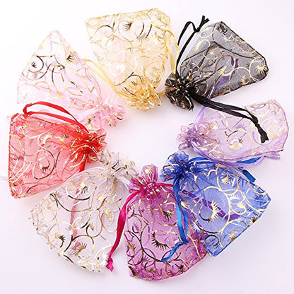 Wudygirl 100 PCS Organza Bags 4"x6" Gift Bags with Drawstring Black Eyelash - color: Black Eyelash, size: 4x6 IN