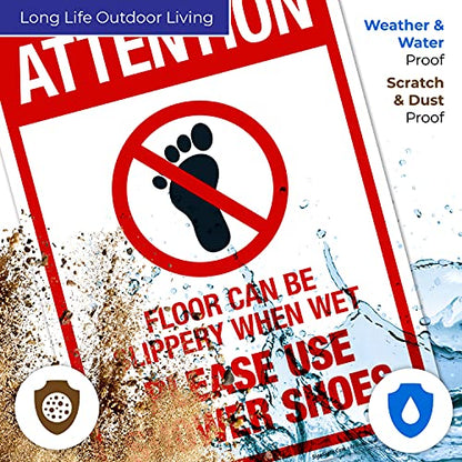 Floor Can Be Slippery When Wet Sign, - size: 10x14