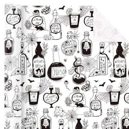 WRAPAHOLIC Witch Halloween Wrapping Paper - Mini Roll - 17 Inch x 16.5 Feet - Spell Potion Wrapping Paper for Halloween Deco, Birthday Gift Wrap - color: Halloween Potion