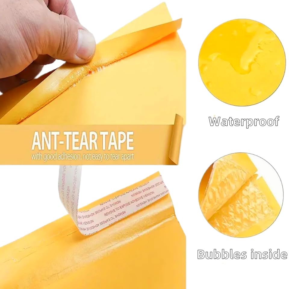 Kraft Bubble Mailers 6x8 Inch 12 Pack (Yellow) - size: 6x8 Inch
