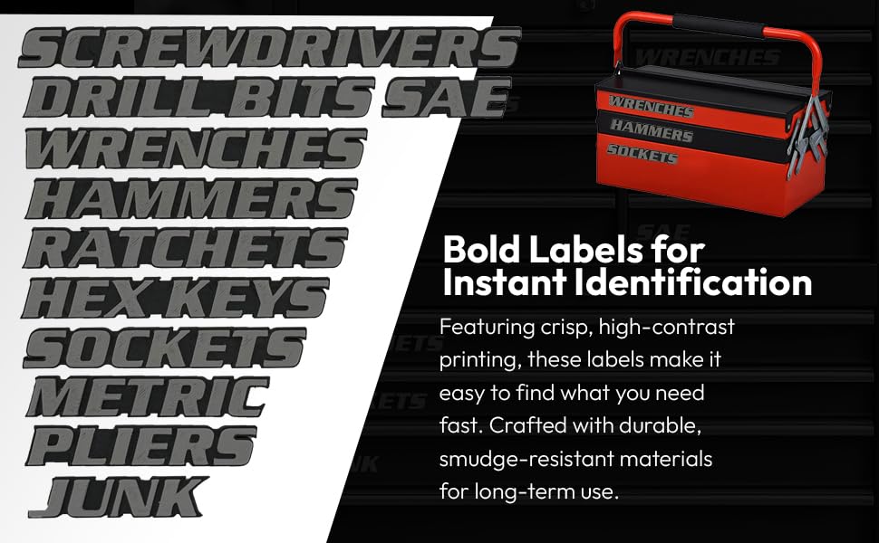 Magnetic Toolbox Labels, 11 Pack, Tool Chest Drawers, USA Made (Gray) - color: Gray