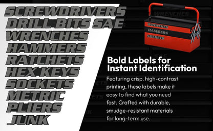 Magnetic Toolbox Labels, 11 Pack, Tool Chest Drawers, USA Made (Gray) - color: Gray
