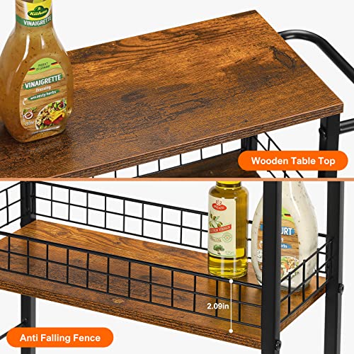 YBING Slim Storage Cart 4 Tier Narrow Kitchen Rolling Cart - color: Browm