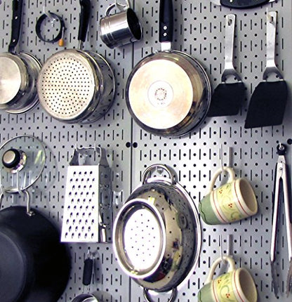 Wall Control Pegboard 32in x 16in Gray Metal Pegboard Tool Board Panel - color: Gray