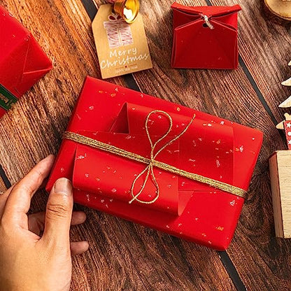 WRAPAHOLIC Red Wrapping Paper Roll - Mini Roll - 17 Inch x 16.5 Feet - Gold Red Christmas Wrapping Paper with Silky Touch Perfect for Christmas, Birthday, Wedding, Baby Shower, Holiday - color: Red, size: 17 inch x 16.5 feet