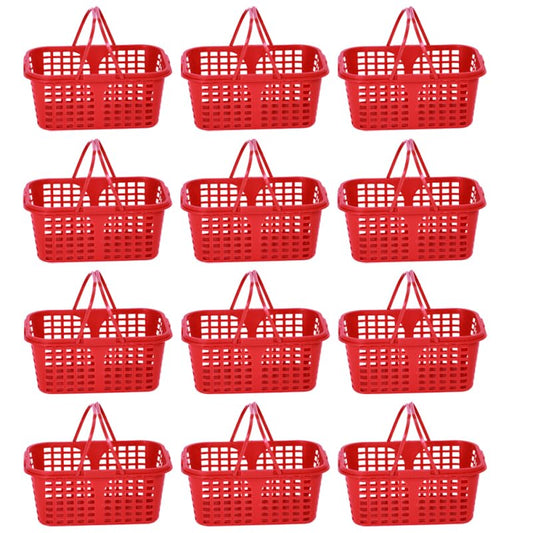 Cabilock 20pcs Small Fruit Basket Strawberry Cherry Basket Plastic Handle Container Red Mini Shopping Kids Adult Fruit Picking 23. 5x17x11cm Random Patterns