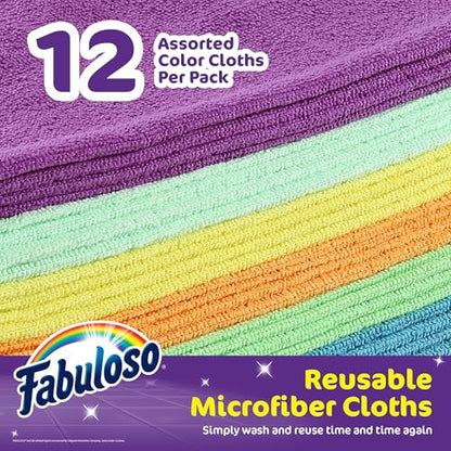 Fabuloso Microfiber Cleaning Cloths, Rainbow, 13x13 in, 12 Count - color: Rainbow, size: 12 Count (Pack of 1)
