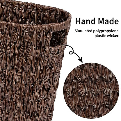 GRANNY SAYS Bedroom Trash Can, Wicker Waste Basket for Bathroom, Brown - color: Brown, size: Rectangular - 13"L x 7½"W x 12¼"H