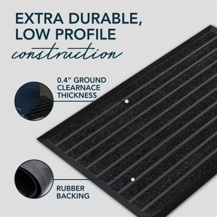 ubdyo Extra Durable Door Mat Outside Entrance (36" x 24", Bright Black) - color: Bright Black, size: 36" x 24" (Rectangular)