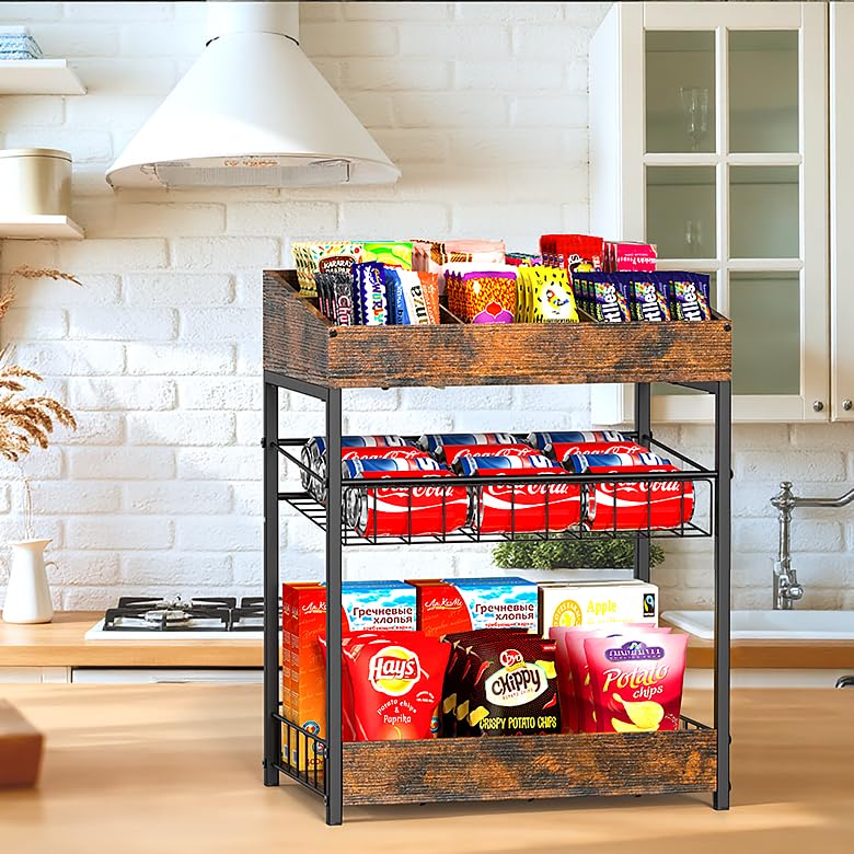 Snack Organizer for Countertop, 6 Adjustable Compartment - size: 40×28×52cm