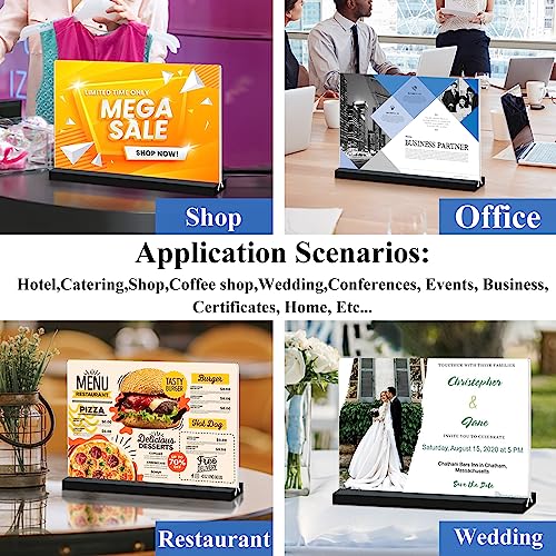 Acrylic Sign Holder 11x8.5 '' Horizontal T-Shaped Clear Double-Sided Table Menu Stands Plastic Picture Frames Display Desktop Display Holders for Wedding Table,Restaurant Signs,Office, Store,6 Pack - size: Vertical 6 Pack 8.5x11''