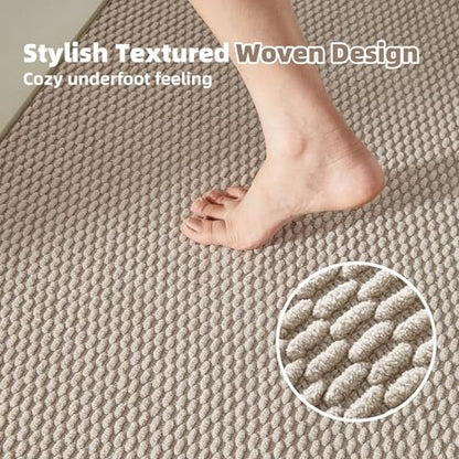 TYUU Bathroom Runner Rugs, Long Bath Mat Runner Washable Thin Quick Dry Low Pile Bathroom Runner Rugs Non Slip, Beige 16"x60" - color: Beige01, size: 1'4" X 5' (Runner)