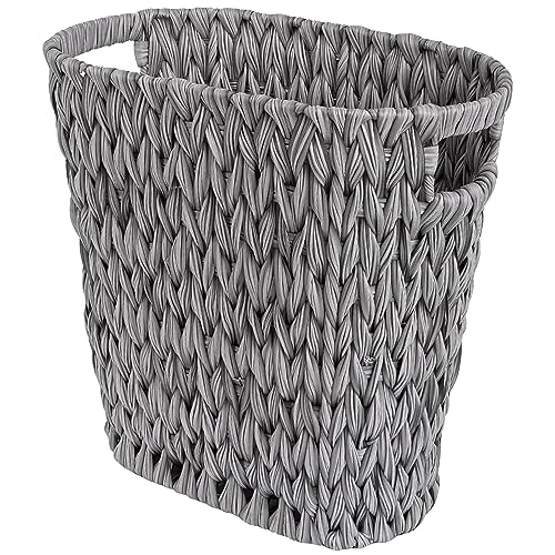 GRANNY SAYS Bathroom Trash Can, Wicker Waste Basket for Bathroom, Gray - color: Gray, size: Rectangular - 13"L x 7½"W x 12¼"H