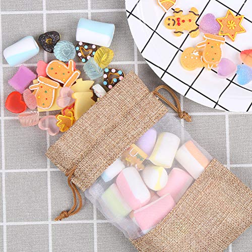 CCINEE 12PCS Burlap Drawstring Gift Bag, 5 X 7 Inch Organza Treat See Through Bags for Jewelry Sheer Easter Gifts Pouch Wedding Baby Shower Party Favor - size: 5 x 7 Inch (Pack of 12)