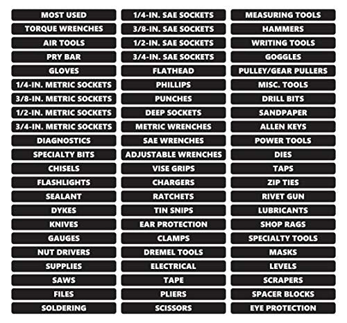 Toolbox Organizational Magnetic Rounded Labels Ultimate Set by DCM Solutions (Black, 0.5" H x 4.5" W) - color: Black, size: 0.5"H x 4.5"W