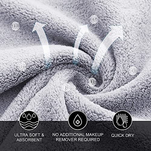 MOONQUEEN 30 Pack Microfiber Face Towel - Premium Soft Makeup Remover Cloths (White-Grey, 30 Pack) - color: White-grey, size: 12x12 Inch (Pack of 30)