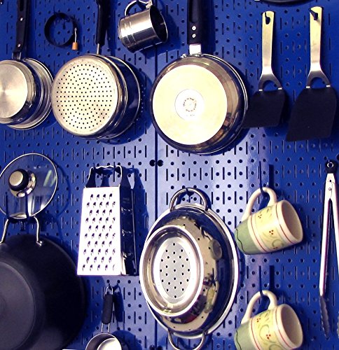Wall Control Pegboard 32in x 16in Blue Metal Pegboard Tool Board Panel - color: Blue