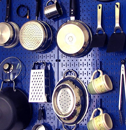 Wall Control Pegboard 32in x 16in Blue Metal Pegboard Tool Board Panel - color: Blue