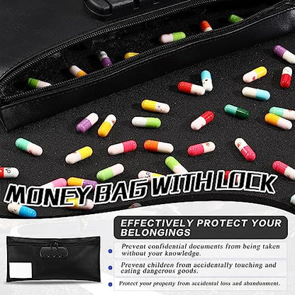 LEIFIDE 6 Pcs Money Bag with Lock 11 x 5.5 Inches
