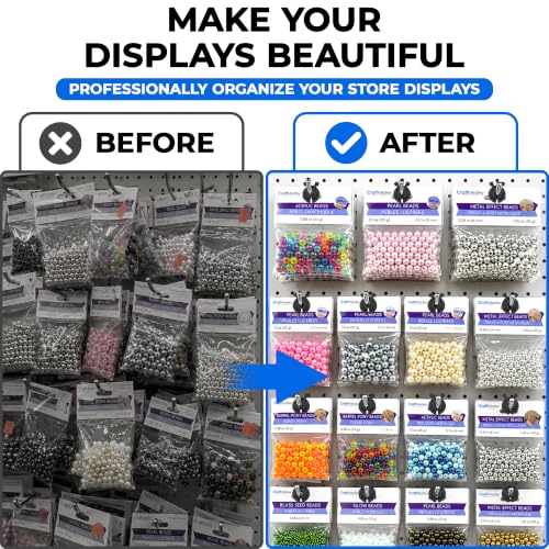 Gluposti Peg Hook Stopper Inventory Control Clips, 100 Black Peg Stoppers