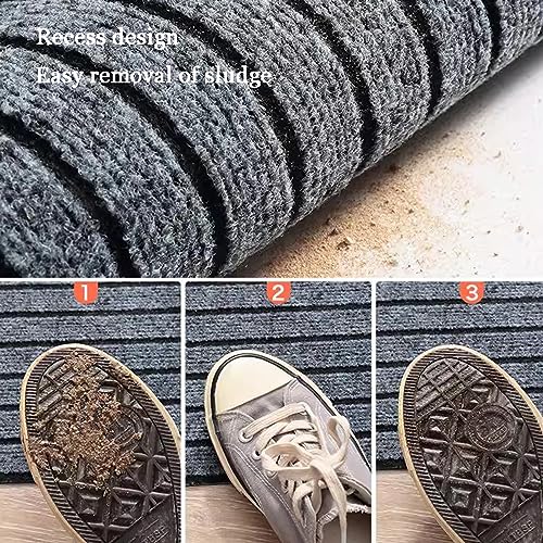 WLWLEO 3' X 20' Commercial Grade Door Mat Brush Step Entrance Floor Mat Indoor Outdoor Non Slip Mats for Hotel Office Restaurant Mall Hallway Staircase Welcome Mats,Gray/Grey,0.9×6M