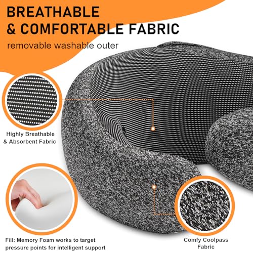 Travel Pillow - Hooded Neck Pillow Airplane Memory Foam Filling - color: Midnight Blue
