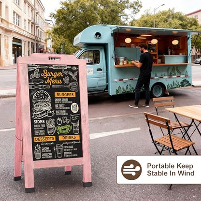 Magnetic Portable A-Frame Chalkboard Signs, 40" × 20", Pink - color: A-portable-pink
