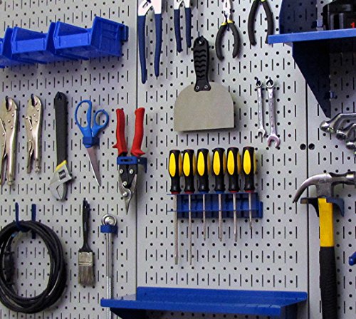 Wall Control Pegboard 32in x 16in Gray Metal Pegboard Tool Board Panel - color: Gray