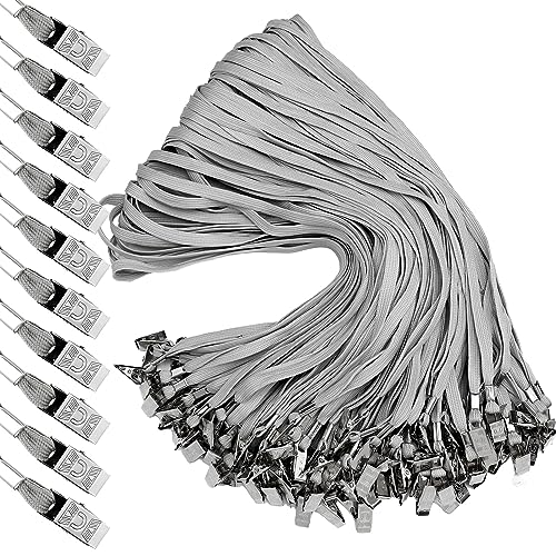 Hoolerry 300 Pcs Lanyards Bulk for ID Badges, Flat Swivel Hook, Gray - color: Gray