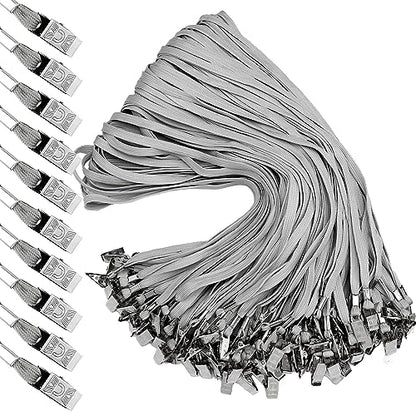 Hoolerry 300 Pcs Lanyards Bulk for ID Badges, Flat Swivel Hook, Gray - color: Gray