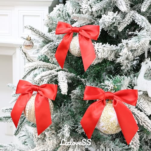 Pre-Tied Red Satin Ribbon Twist Tie Bows 5 Inch, 36 Pack - color: Red