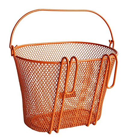 Basket with Hooks, Front, Removable, Wire mesh Small, Kids Bicycle Basket - color: Orange