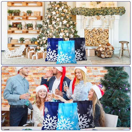 Hosuly 15 Pcs Snowflake Gift Bags 15x17 Winter Tote Reusable Handles - style: Snowflake