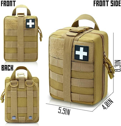 Ifak Trauma Kit, 74 Piece Upgrade Molle Refill Tactical First Aid Supplies - color: Tan