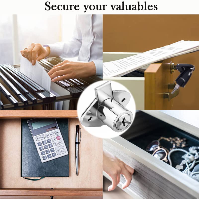 XIEHE 801 Cabinet Drawer Lock with Keys 7/8 inch Outside Cylinder Diameter Chrome Finish 4 Pack Keyed Alike - color: Chrome, 4PACK, size: 801 Keyed alike