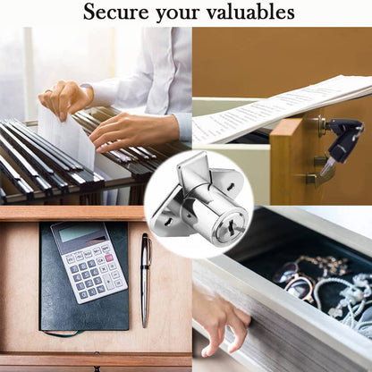 XIEHE 801 Cabinet Drawer Lock with Keys 7/8 inch Outside Cylinder Diameter Chrome Finish 4 Pack Keyed Alike - color: Chrome, 4PACK, size: 801 Keyed alike