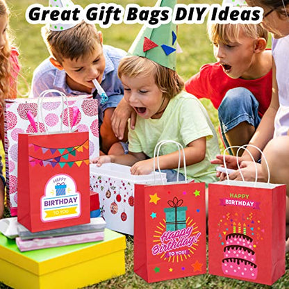 HavrePac 100 Pack Gift Bags with Handles 5.9x3.15x8.26 inch Red - color: Red